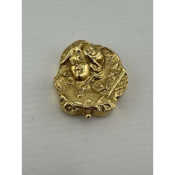 Vintage Estee Lauder Private Collection Solid Perfume Compact Art Nouveau Lady - Picture 2 of 9